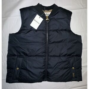 Barbour Women's Size 10 Black Puffer Fay Gilet Vest Jacket Zipper Fibre Down NWT
